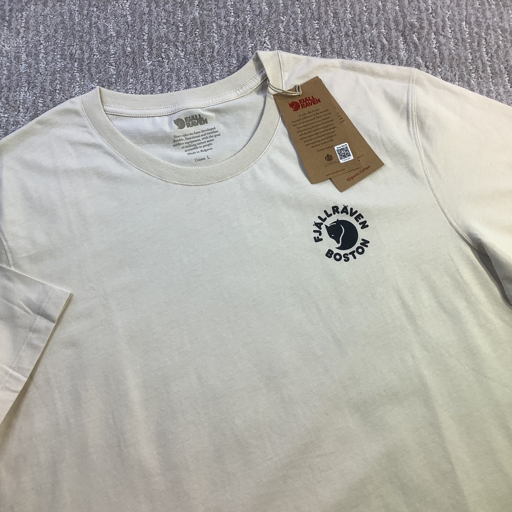Fjallraven Kanken T-shirt Boston Chalk White Organic Cotton Unisex Size L NWT